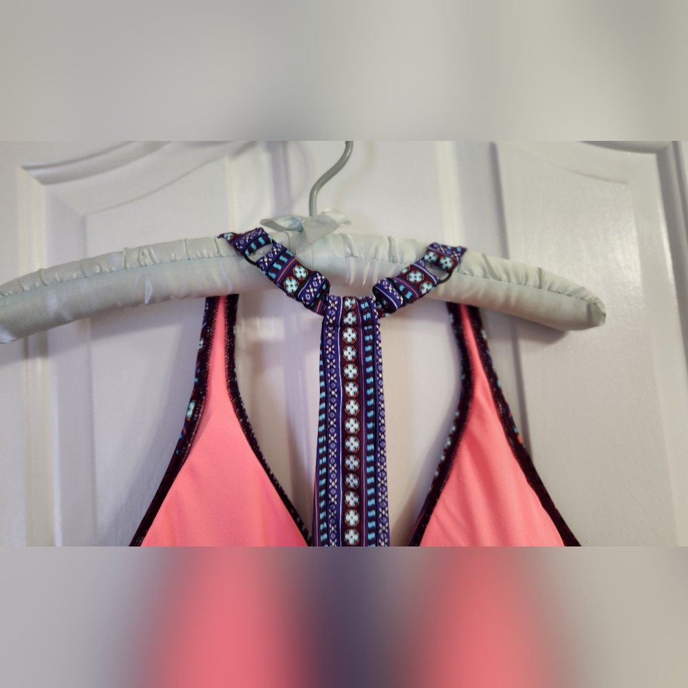 Title Nine Purple Paisley V-Neck Racerback Tank - Coral & Teal Accents - Picture 4 of 9